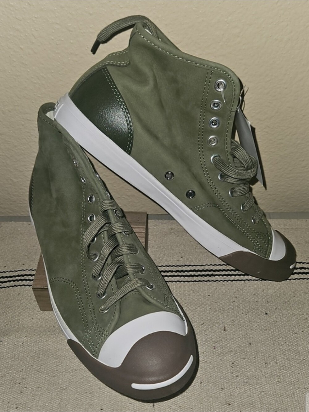 Converse Jack Purcell Duck Mid Sneakers Green & Brown M-8.5 W-10